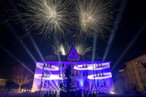 village de noël feu d'artifice