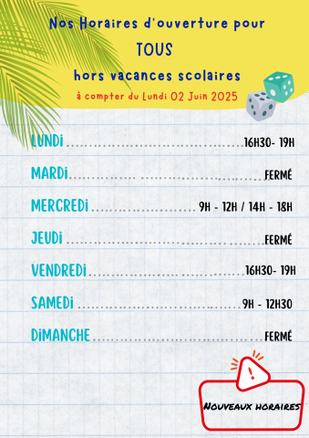 horaires ludo juin 2025